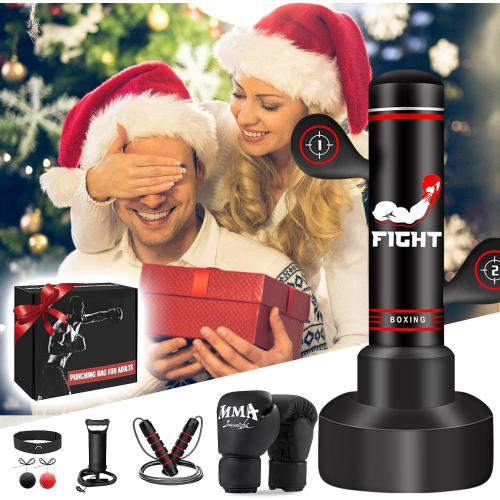 Heavy Punching Bag for Adults Teens, Boxing Bag with Gloves, Pump