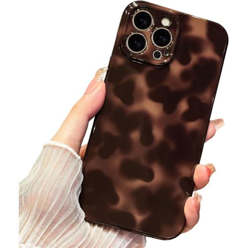 Anuck for iPhone 12 Pro Case Tortoise Shell Phone Case, Cute Chic Amber Leopard Cheetah Print Aesthetic Design Full Camera Protection, Soft TPU Slim Shockproof Cover 6.1 for Women Girls Men-Brown