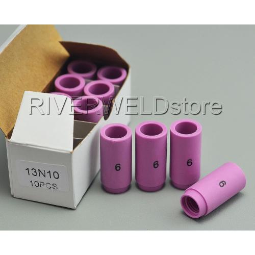 RIVERWELD TIG Alumina Nozzle Ceramic Cups 13N10 6# 3/8 9.5mm Orifice Fit PTA DB SR WP 9 17 18 20 25 26 TIG Welding Torch Accessories Pack of 10