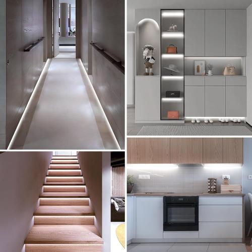 DBFAIRY 2 Pack COB Motion Sensor Strip Light Battery Operated, 6.6Ft 640 LED Cabinet Strip Lights High Bright with Sensor Lighting Mode for Wardrobe Stair Pantry Counter Cabinet Bed,6000K White