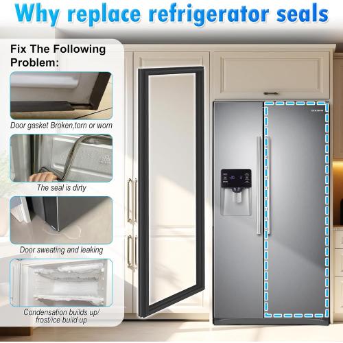 Upgraded 63x19.1 241786009 Refrigerator Fresh Food Door Gasket Compatible with Frigidaire,Electrolux and Kenmore Refrigerator Door Seal Frigdge Seal 241786013 241569801 241674801 4993961 Black