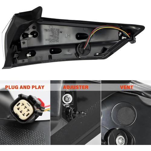 Rear Left Outer Side LED Tail Light For 2015-2018 Ford Edge Sport/Titanium Brake Lamp Amber Turn Signal Light Replacement Driver Side FO2800244 FT4Z13405B FT4Z13405D HT4Z13405B w/Bulbs&Harness