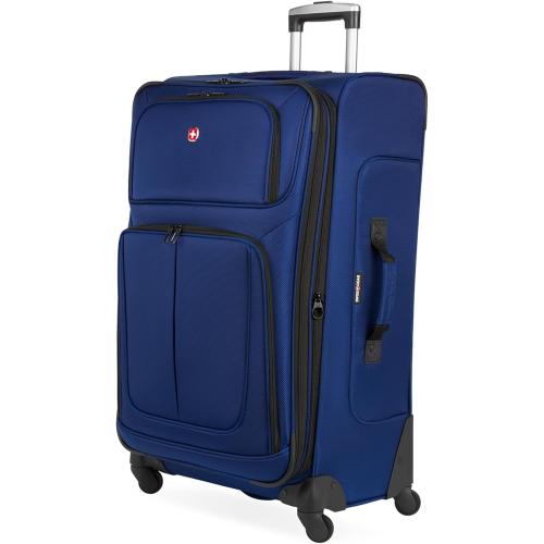 SwissGear Sion Softside Expandable Luggage, Blue, Checked-Large 29-Inch