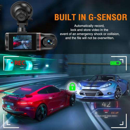 Dash Cam Front and Inside, FHD Dashcams for Cars with 64GB Card Dash Camera for Cars, 1080P Front Dash Cam 1080P Inside Dashcam for Car Dash Camera with IR Night Vision Loop Recording