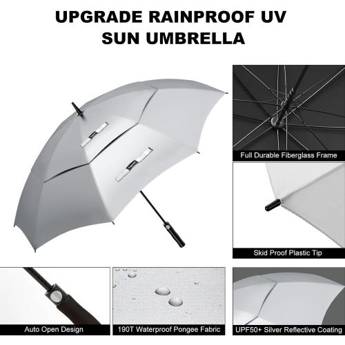 Size 68/62/54 Inch UPF50  Sun Umbrella UV Protection UV Umbrellas for Sun Protections Windproof Large Golf Umbrella Auto Open and Vented Double Canopy Umbrellas for Sun and Rain