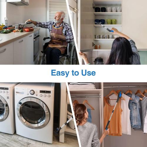 2-Pack Grabber Reacher Tool, 32 Inch Extra Long Steel Foldable Pick Up Stick with Strong Grip Magnetic, 90° Rotating Anti-Slip Jaw, Trash Claw Grabber Tool, Hand Grabber for Reaching, Arm Extension