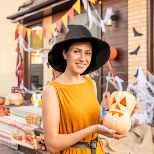 Halloween Witch Hat for Women Wide Brim Foldable Halloween Wool Hats for Party Cosplay Costume Accessory