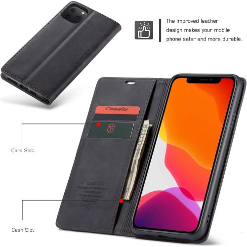 SINIANL iPhone 11 Wallet Case iPhone 11 Leather Case, Book Folding Flip Case with Kickstand Credit Card Slot Magnetic Closure Protective Cover for Apple iPhone 11 2019 6.1 inch - Black