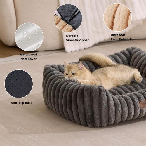 ZOMISIA Dog Bed Medium Size Dog - Large Rectangle Orthopedic Pet Bed with Fluffy Washable Cover and Anti-Slip Bottom, 30x24x9inches, Grey