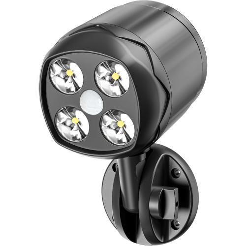 Outdoor Motion Sensor Light Battery Operated, IP65 Waterproof Ultra Bright Motion Sensor Outdoor Lights Head Adjustable with 8W 600 Lumen 6000K 4LEDs for Garage Yard Porch and Patio (1 Pack)