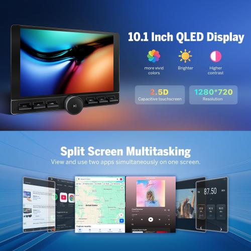 Eonon 8-Core 8GB 128GB Double Din Car Stereo, 10.1 Inch Wireless CarPlay/Android Auto Headunit with WiFi-6, Bluetooth 5.4, Built-in DSP, 4G LTE - UX6K-PRO-MAX