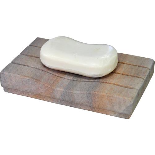 Stonkraft Natural Water Absorbent & Rigged Soap Dish Soap Holder Made of Natural Stone - Unique Bath Bathroom Accessories (Horizontally Ridged)