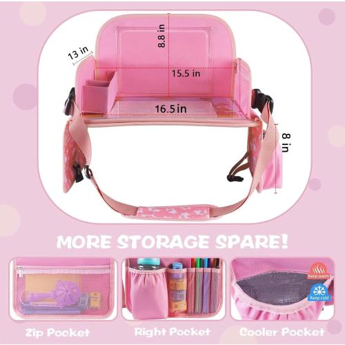 MENZOKE Kids Travel Tray for Toddler Car Seat Pink