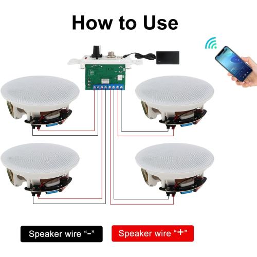 STUDIOFINIX 6.5 Inch Bluetooth Ceiling Speakers,600W 2-Way System with Wall Amplifier,for Home Theater, Living Room,Office,Kichten,Study Room,Basement,Covered Patio and Flush Mount (4 Speakers)