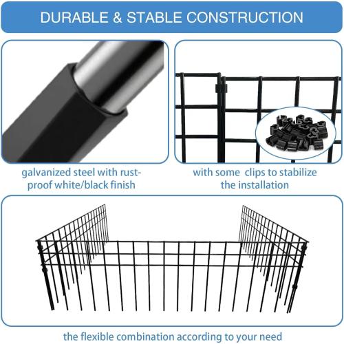 32x10-inch No Dig Animal Barrier Fence, 20 Pack Black Dig Protective Fence with 1.5 inch Spike spacing, Dog/Rabbit/Groundhog Underground Defence, for Outdoor Garden Patio