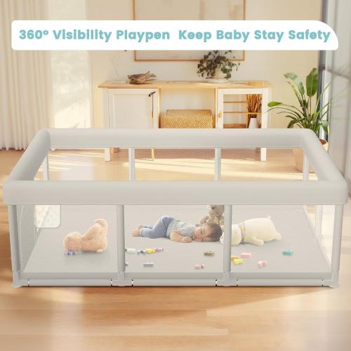 Baby Playpen Baby Playard Large playpen 74 x 50 inch, Playpen for Babies and Toddlers with Gate, Safety Activity Center for Indoor & Outdoor