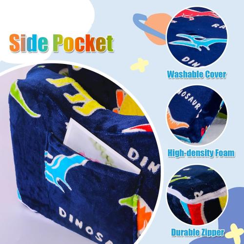 Toddler Couch, Glow in the Dark Dinosaur Kids Couch, 2-in-1 Foldable Flip Open Kids Sofa Chair for Reading, Playtime and Playroom, Gift for Boys and Girls