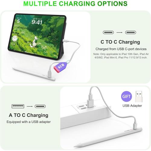 Stylus Pen for iPad 2018-2025: HATOKU 15 Mins Fast Charging Pencil Pro for iPad with Tilt Sensitivity Palm Rejection - Pen for iPad Air 3 4 5 M2 M3- Pro 11 12.9 M4 - Mini 5 6-6 7 8 9 10 11th Gen