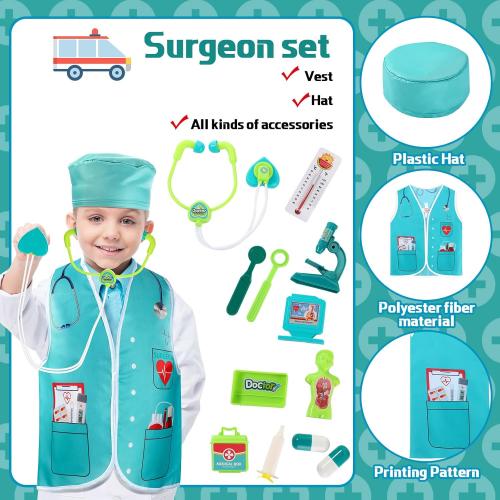 Deekin 5 Sets Kids Dress up Costumes, Toddler Dress up Clothes for Boys Girls, Community Helpers Construction Worker Police Firefighter Doctor Surgeon Pretend Outfits for Ages 3–7