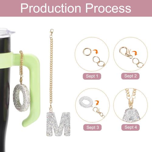 MECCANIXITY Bling Car Letter Charm, Initial M Letter Interior Car Rear View Mirror Decoration Hanging Crystal Ornaments for Women Bags Water Cup DIY Craft, Silver