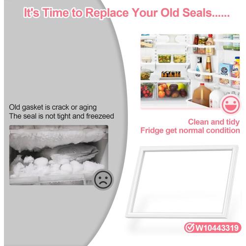 LXun Upgrad 34x23in W10443319 Freezer Door Gasket Replacement for Whirlpool Freezer Door Seal for Maytag Kenmore Freezer Door Seal JennAir Amana KitchenAid Refrigerator Door Gasket W10133249 W10571960