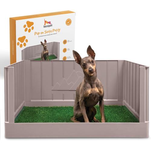 Dog Grass Pad with Tray, Indoor Dog Potty, Litter Box with High Walls, Artificial Grass for Dogs, Pee Pad Holder, Potty Training Tray with Reusable Turf Patch, for Apartments & Balconies
