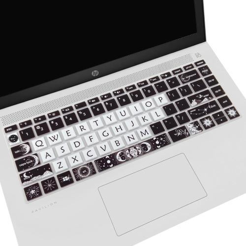 Cute Silicone Keyboard Cover for HP Pavilion x360 14 14-BA/BF/BW/CD/CF/DQ/DK/DH/DS/DF/FQ Series, 14-dk1013dx/dk1003dx/dk0002dx 14-dq1043cl 14-fq0013dx, Sun and Moon
