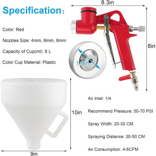 Texture Drywall Sprayer,Air Hopper Spray Guns Paint with 1.5 Gallon Hopper Includes 3 Nozzles(4.0mm/6.0mm/8.0mm) Air Texture Gun for Walls,Ceiling,Stucco Mud,Knockdow,Spray Gun