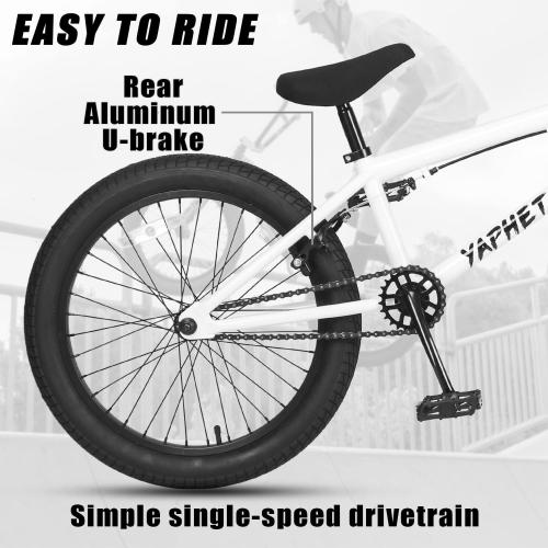 Freestyle BMX Bike, Yaphet Bicycle for Teen Beginner and Adult Riders, Bike with Hi-Ten Steel Frame