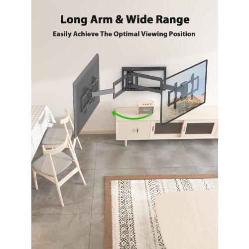 USX Mount Long Arm TV Wall Mount for Most 42-90 inch Television 40 Inch Extension Full Motion TV Mount，Wall Mount Bracket with 90°Swivel Up to 150lbs Fits 16” 18” 20” 24” Stud VESA 800x400mm