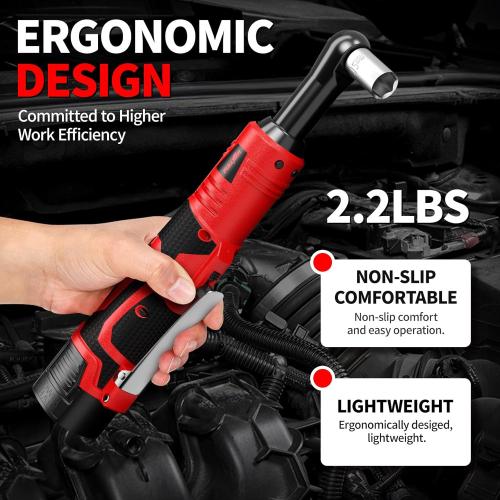 Electric Ratchet Wrench Set, 550 RPM Cordless Ratchet Wrench, 3/8 18V Power Ratchet Tools with Variable Speed, LED Light, 7 Sockets, 2 Packs 2.0Ah Lithium-Ion Battery and Fast Charger