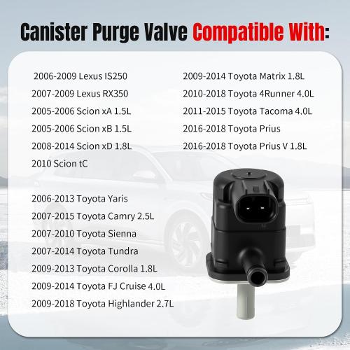 Vapor Canister Purge Valve fit for 2006-2018 Toyota Camry Sienna Corolla