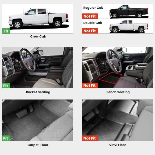 LASFIT Floor Mats 2014-2018 for Chevrolet Chevy Silverado/GMC Sierra 1500 Only Crew Cab, 2015-2019 Silverado/Sierra 2500HD 3500 HD, Only Crew Cab, with Carpet Floor, Only Fit 1st Row Bucket Seating
