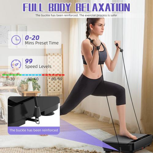 Vibration Plate Exercise Machine | with Bluetooth for Lymphatic Drainage | 400lbs Capacity with 9 Preset Modes & 99 Speed | Home Gym Equipment for Whole Body Vibrating Workout | Weight Loss & Toning