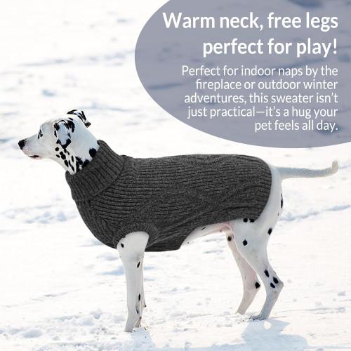 Dog Sweater Pullover, Cable Knit Dog Christmas Sweater, Dogs Sweaters for Small Medium Large Dogs with Harness Hole,Puppy Sweaters Boy Or Girl(Grey XL)