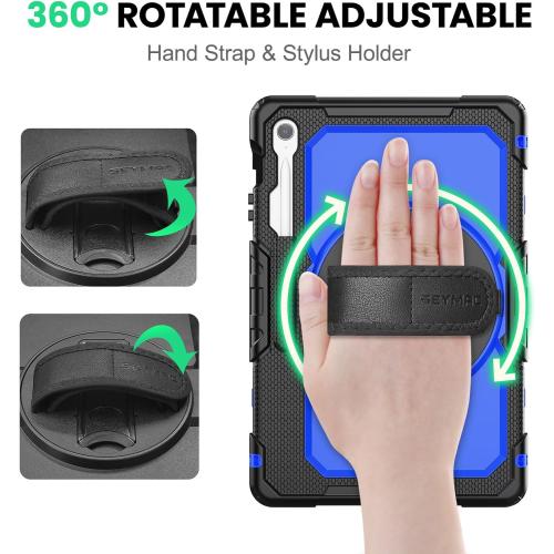 SEYMAC Case for Samsung Galaxy Tab S10 FE / S10 FE Plus 5G 13.1″ 2025, Heavy Duty Full-Body Shockproof Protective Case with Screen Protector, Stand, Hand/Shoulder Strap and Pen Holder, Dark Blue