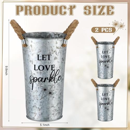 2 Wedding Sparklers Buckets, Classic Style, Silvery Gray, 9.8 Inches