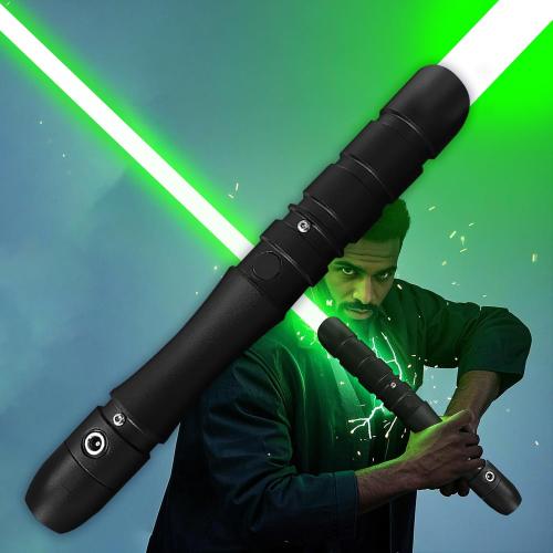 Lightsaber Black hilt Series,Jedi Sith Classic Led Light Saber Aluminum Hilt,Smooth Swing,Blaster,Locking Types,Support Realistic Dueling Battle(38.2inch-Green)