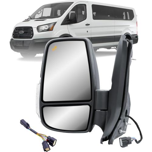 Replacement Driver Left Side Mirror Power Mirror and Heated with BLIS (Blind Spot Sensor) and Indicator Manual Folding Fit Ford Transit 150 250 350 from 2015 to Onward
