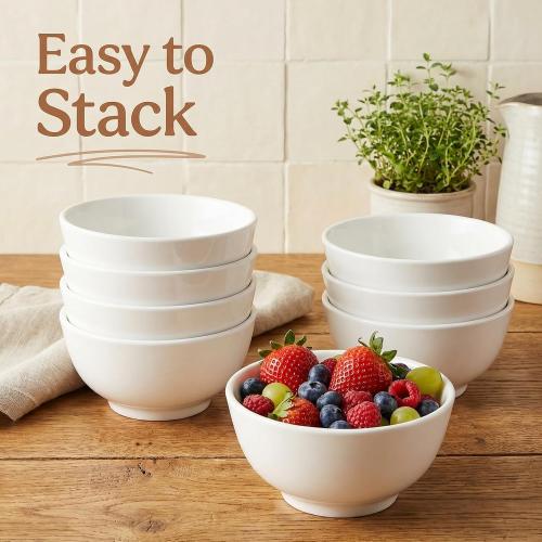 4 Pcs Ceramic Soup Bowls, 26 Oz White Deep Bowls, 5.9 Inch Microwave & Dishwasher Safe, for Cereal, Soup, Salad, Rice and Pasta