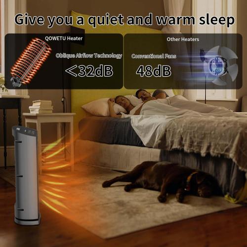 Space Heater for Indoor Use with Remote - 70° Oscillating Tower Electric Heater, 24 Inchs, 12H Timer, 1500W Quiet PTC Ceramic Heating with Thermostat, Fast Safety Heat for Office, Home, Bedroom