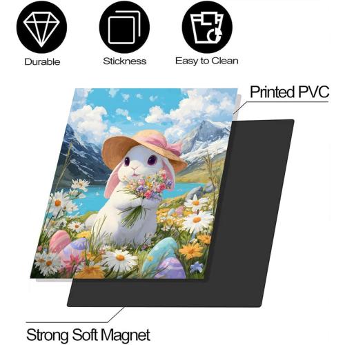 BVBOX Dishwasher Magnet Cover 23x26 Reusable Magnetic Refrigerator Covers Dishwasher Magnets Decorative Cover Fridge Door Skin Panel Stickers (Pink Hat Rabbit, 23 W x 26 H)