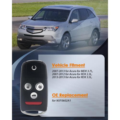 OCPTY Replacement 1Pcs Flip Key Fob for Acura for MDX for Acura for RDX 2007-2013 N5F0602A1A