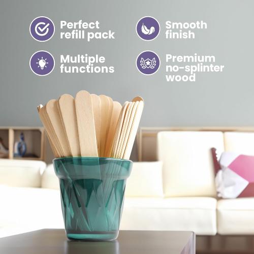 Tress Wellness Craft Sticks, Popsicle sticks, Premium Splinter-Free Wooden Sticks for Waxing, Wax Stick for Body and Face Waxing, 140 pieces