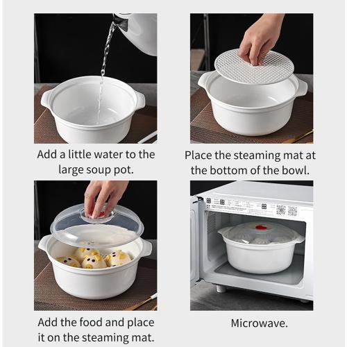 Microwave Steamer Kitchen Cooking Bowl | with Lid Anti-scalding Anti-slip Handle Microwave Steamer Bowl for Noodles, Dumplings, Bread, Vegetable Broccoli Spaghetti