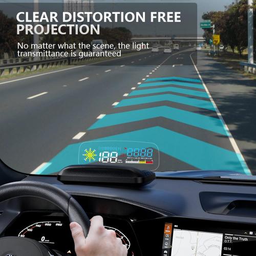 Car HUD C5, Head-Up Display, OBDII & GPS Scanner, Vehicle Speed, Fuel Consumption, Clear Fault Code, Compatible with All Cars