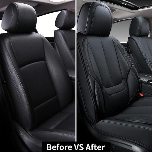 COLOR CREAM Coverado Front Seat Covers, 2 Pieces Universal Seat Covers for Cars, Waterproof Nappa Leather Sideless Car Seat Cushions Protective Auto Accessories, Universal Fit for Most Sedans SUV Pick-up, Black