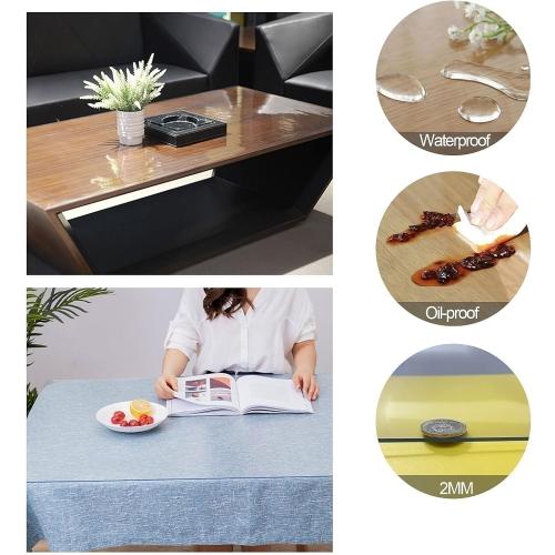 Tablecloth Transparent PVC Plastic Soft Glass Table Cover Protector 2mm Waterproof Oilproof Anti-scalding Table Pad 90×150cm/90×160cm/90×180cm (Size : 31×79inch/80×200cm)
