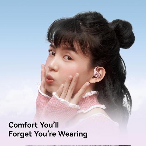 Sanag C16S Open-Ear Headphones, True Wireless Bluetooth 5.4 Open Ear Earbuds, 56H Playtime, IP4 Waterproof, OWS Earphones, Lightweight Design Fit Cycling, Running, Workout (Pink)