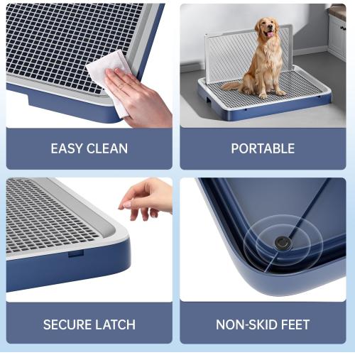 Size 25.48x19.69 Color Blue Indoor Dog Potty Tray with High Wall,25.59X19.69 Pee Pad Holder,Dogs Litter Box,Mesh Training Toilet for Puppy and Small Size Dog,Housebreaking Supplies, Pet Products (Blue)